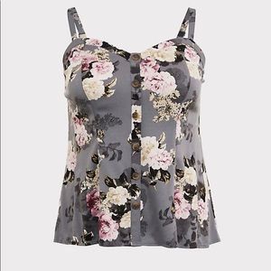 NWT GREY FLORAL CHALLIS FIT & FLARE MIDI CAMI